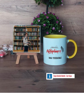 Kütüphaneci Fotoğraflı Dekoratif Taş, Kupa Bardak Beyaz Hediye (Model 7)