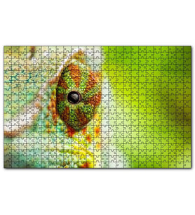 Cakapuzzle Bukalemun Gözü Yakın Çekim Flu Arkaplan  Puzzle Yapboz MDF (Ahşap) (255 Parça)