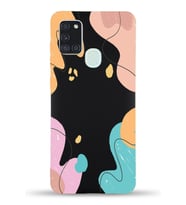 PrintiFy Samsung Galaxy A21s Uyumlu Lansman Kılıf Karışık Renkler Tasarımlı İçi Kadife Kapak (Siyah)