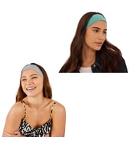 2' Li Spor Saç Bantları - Elastik Kaymaz İnce Saç Ter Kafa Bandı Bandana, Kadın & Erkek Koşu Fitness Yoga Pilates Makyaj Yüz Yıkama Atletik Egzersiz Saç Bandı (Açık Gri - Turkuaz)