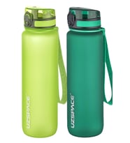 Uzspace 2'li Tritan Matara Seti 1000 ml Büyük Boy 14 Farklı Renk Seçeneği FiftyFifty (Y.Yeşil)