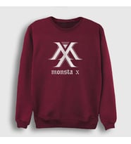 Presmono Unisex Beyaz Logo V2 K-Pop Monsta X Sweatshirt 275069tt (Bordo)