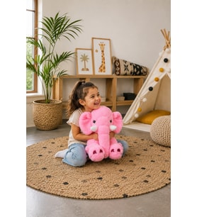 Uyku Arkadaşım Fil Peluş Fil 90 cm Dev (Lila) (Pembe)