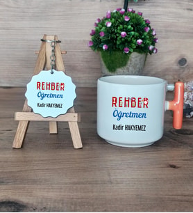 Rehber Öğretmeni Hediye Seti Kupa Bardak T Kulplu ve Anahtarlık Öğretmenler Günü Hediyesi (Model 7)