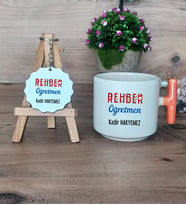 Rehber Öğretmeni Hediye Seti Kupa Bardak T Kulplu ve Anahtarlık Öğretmenler Günü Hediyesi (Model 7)