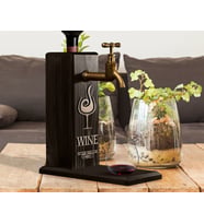 BK Gift Kişiye Özel Kabartma İsimli Musluklu Siyah(Ebony) Ahşap Şarap Standı, Şarap Çeşmesi, Doğum Günü Hediyesi, Ev Hediyesi, İçecek Dispenseri (Model 4)