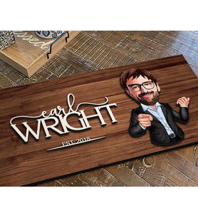 BK Gift Kişiye Özel Erkek Karikatürlü Kabartma Figürlü Ahşap Tablo, Duvar Dekoru, Arkadaşa Hediye, Özel Tasarım Ev Hediyesi-1 (Ceviz)