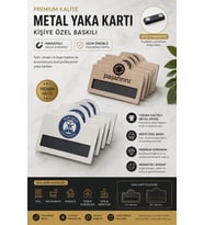 PERSONEL YAKA KARTI METAL ÖZEL BASKILI 5 ADET mıknatıslı (Gümüş)
