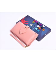 ÖZKA LEATHER - Kişiye Özel Telefon Bölmeli Trend Kadın Cüzdan (Pudra)