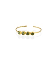 Kadir Jewellery 22 Ayar Altın Kaplama Zirkon Taşlı Ayarlanabilir Trend Bilezik (Zeytin Yeşili)