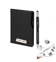 İsme Özel Termo Deri Defter Çok Fonksiyonlu Kalem Seti (Siyah)