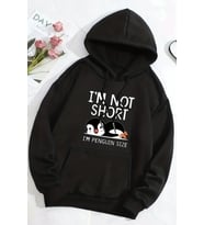 I'm Not Short Baskılı Unisex Oversize Sweatshirt (Siyah)