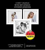 3 Adet 20x20 Çerçeve - Mdf Çerçeve - Kare Fotoğraf Çerçevesi (Beyaz)
