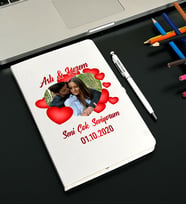 Sevgiliye Özel Deri Tasarım Defter (Beyaz)