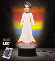 Doğum Günü Hediyesi,Sevgiliye Hediye, Kişiye Özel Fotoğraflı Melek Anne Karikatür 3D Led Lamba (RGB)