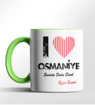 Kişiye Özel Osmaniye Seninle Daha Güzel Tema Siyah Renk Kupa (Yeşil)