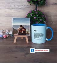 Eşe Hediye Fotoğraflı Dekoratif Taş, Kupa Bardak Beyaz Hediye (Model 4)