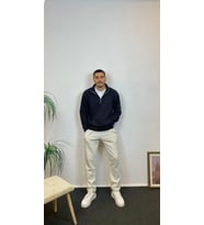 Erkek 3 iplik Yarım Fermuarlı Kanguru Çepli Sweatshırt spr24sw22 (Siyah)