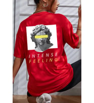 Unisex Aesthetic Baskılı T-shirt (Kırmızı)