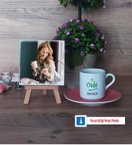 Gıda Mühendisi Fotoğraflı Dekoratif Taş, Ahşap Altlıklı Türk Kahvesi Fincanı Hediye (Model 6)