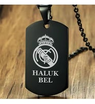 Kişiye Özel İsimli Künye Çelik Kolye Plaka Takım Baskılı Kolye Tasarım (Siyah)