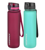 Uzspace 2'li Tritan Matara Seti 1000 ml Büyük Boy 14 Farklı Renk Seçeneği FiftyFifty (Siyah - Kırmızı - Royal Mavi)