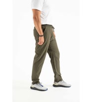 Longberg Erkek Beli Lastikli Bağcıklı Mevsimlik Jogger Spor Pantolon (Haki)