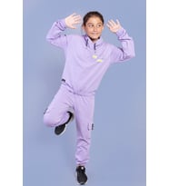 Toontoy Kız Çocuk Baskılı Balıkçı Yaka Eşofman Takımı (Lila)