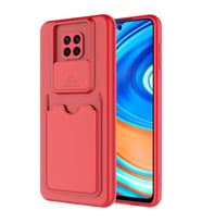 Xiaomi Redmi Note 9 Pro Kılıf Zore Kartix Kartlık Bölmeli Kılıf (Kırmızı)