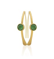 Kadir Jewellery 22 Ayar Altın Kaplama Kadın Taşlı Küpe -El İşçiliği Ve Hipoalerjenik Küpe (Yeşil)
