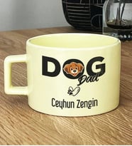 Kişiye Özel Dog Dad Hediye Pastel Fincan Köpek Babası (Sarı)