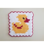 Banyo Çirkin Ördek Çocuk / Bebek El Örgüsü Lifi  Takım Renkleri (Kırmızı)