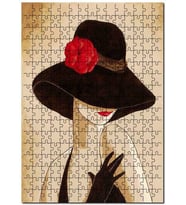 Cakapuzzle Kırmızı Gelincik Çiçekli Şapkalı Kadın  Puzzle Yapboz MDF (Ahşap) (1000 Parça)
