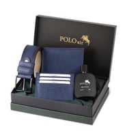 Polo Air Kutulu Erkek Parfüm Kemer Cüzdan Kartlık Set PM-09 (Lacivert)