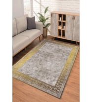 Dijital Kaymaz Taban Yıkanabilir Renkli Salon Halısı Mutfak Halısı Yolluk ND-SD-863 (Gold)