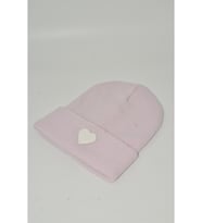 Moxxo Sevgililer Günü Özel Koleksiyonu Beyaz Kalp Figürlü Neon Turuncu Renk Unisex Erkek/Kadın Bere (Pembe)