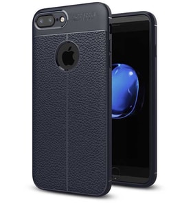 Uyumlu Model Apple iPhone 7 Plus Kılıf Deri Tarzı Niss Silikon Case (Lacivert)