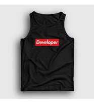 Presmono Unisex Beyaz Logo Developer Yazılımcı Atlet 336133tt (Siyah)
