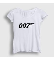 Presmono Kadın Sarı Logo 007 Film James Bond T-Shirt 257998tt (Beyaz)