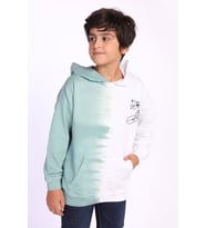 Toontoy Erkek Çocuk Kapüşonlu Baskılı İki Renkli Sweatshirt (Yeşil)