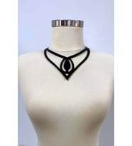 Damla Detaylı Şık Deri Choker, Deri Choker Kolye