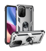 Xiaomi Redmi K40 Kılıf Zore Vega Yüzüklü Standlı Zırh Kılıf (Gri)