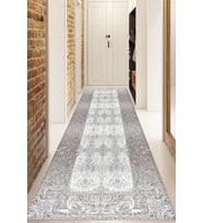Dijital Baskılı Kaymaz Taban Yıkanabilir Modern Yolluk Ve Koridor Halısı NDU-HT-349 (Gri)