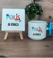 Polis Hediye Seti Kupa Bardak T Kulplu ve Dekoratif Taş 10 Nisan Polisler Günü Hediyesi (Model 3)