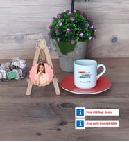 Teknoloji ve Tasarım Öğretmeni Türk Kahvesi Fincanı Ahşap Altlıklı ve Fotoğraflı Ahşap Anahtarlık Hediye (Model 8)