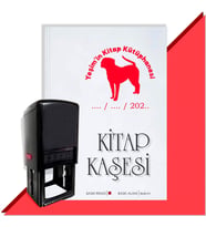 Kişiye Özel Köpek Silüet 11 Tarihli Otomatik Kitap Kaşesi (Kırmızı)