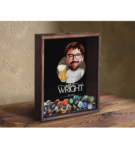 BK Gift Kişiye Özel Karikatürlü Bira Kapağı Koleksiyonu Ahşap Kumbara, Sevgiliyer Hediye, Ev Hediyesi, Arkadaşa Hediye, Tasarım Ahşap Kumbara (Model 1)
