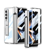 Galaxy Z Fold 4 Kılıf Zore Kıpta Standlı Kalem Bölmeli Kılıf (Gümüş)