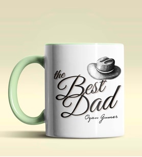 Kişiye Özel The Best Dad Tasarımlı Siyah Kupa Bardak (Yeşil)