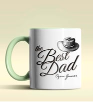 Kişiye Özel The Best Dad Tasarımlı Siyah Kupa Bardak (Yeşil)